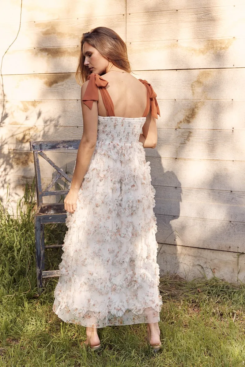 Peach Floral Ruffle Tiered Maxi Dress sold by Pinkblush product image thumbnail 3