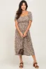 Grey Floral Puff Sleeve Midi Dress sold by Pinkblush