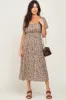 Grey Floral Puff Sleeve Midi Dress sold by Pinkblush
