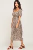 Grey Floral Puff Sleeve Midi Dress sold by Pinkblush