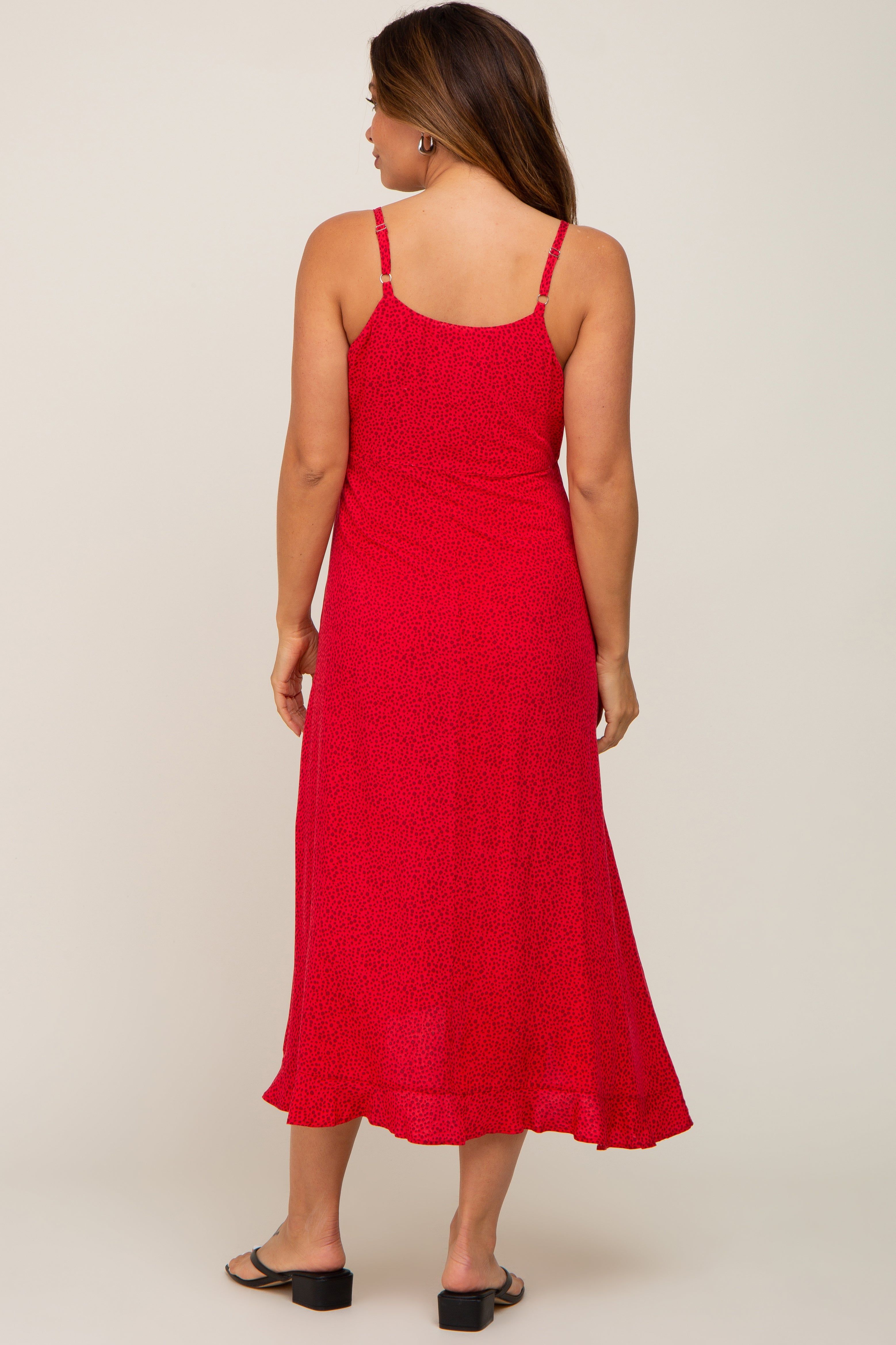 Red Animal Print Wrap Maternity Midi Dress sold by Pinkblush product image thumbnail 3