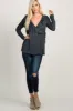 PinkBlush Black Heather Ruffle Trim Wrap Nursing Top sold by Pinkblush