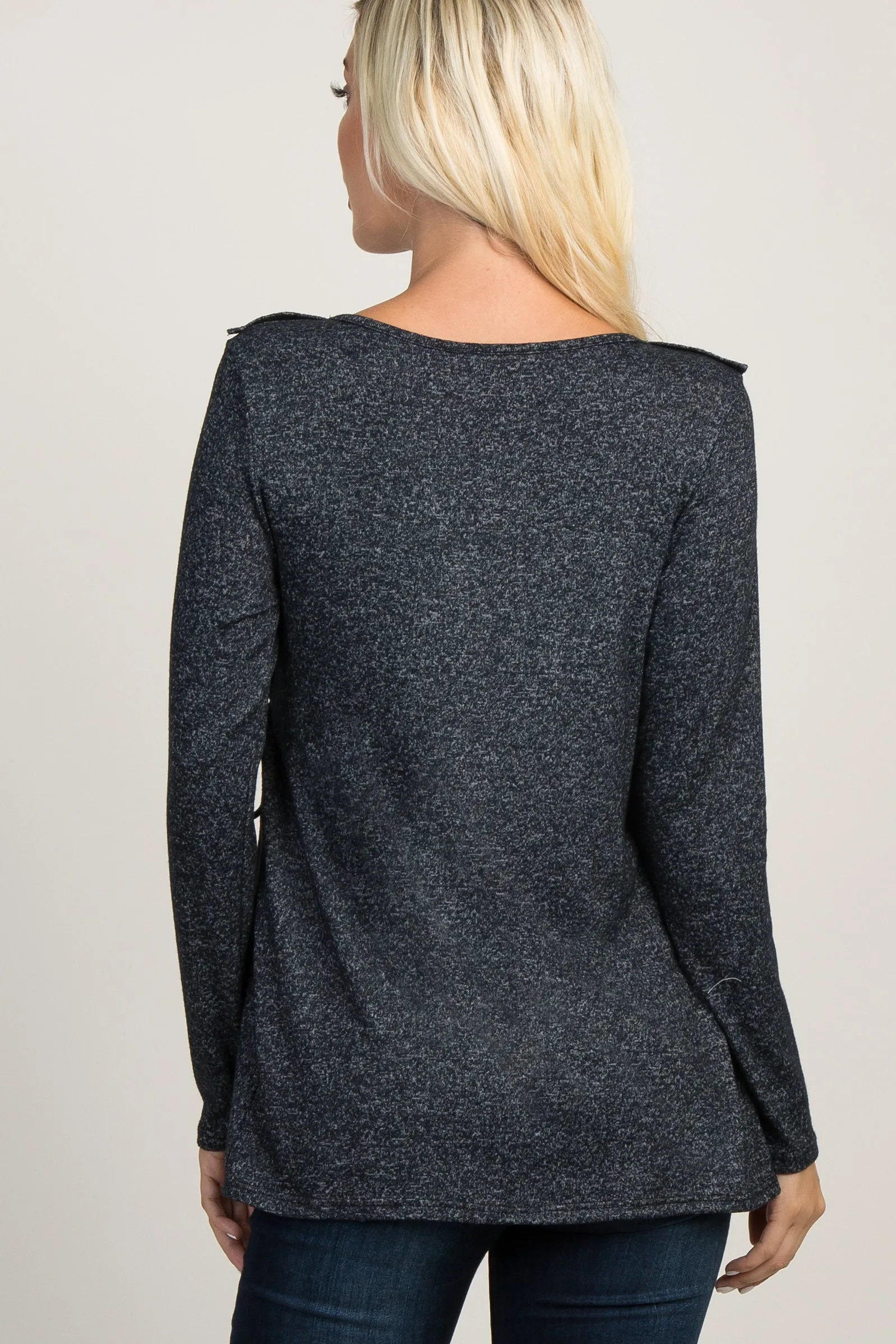 PinkBlush Black Heather Ruffle Trim Wrap Nursing Top sold by Pinkblush product image thumbnail 4