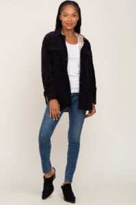 Black Reversible Shirt Jacket sold by Pinkblush