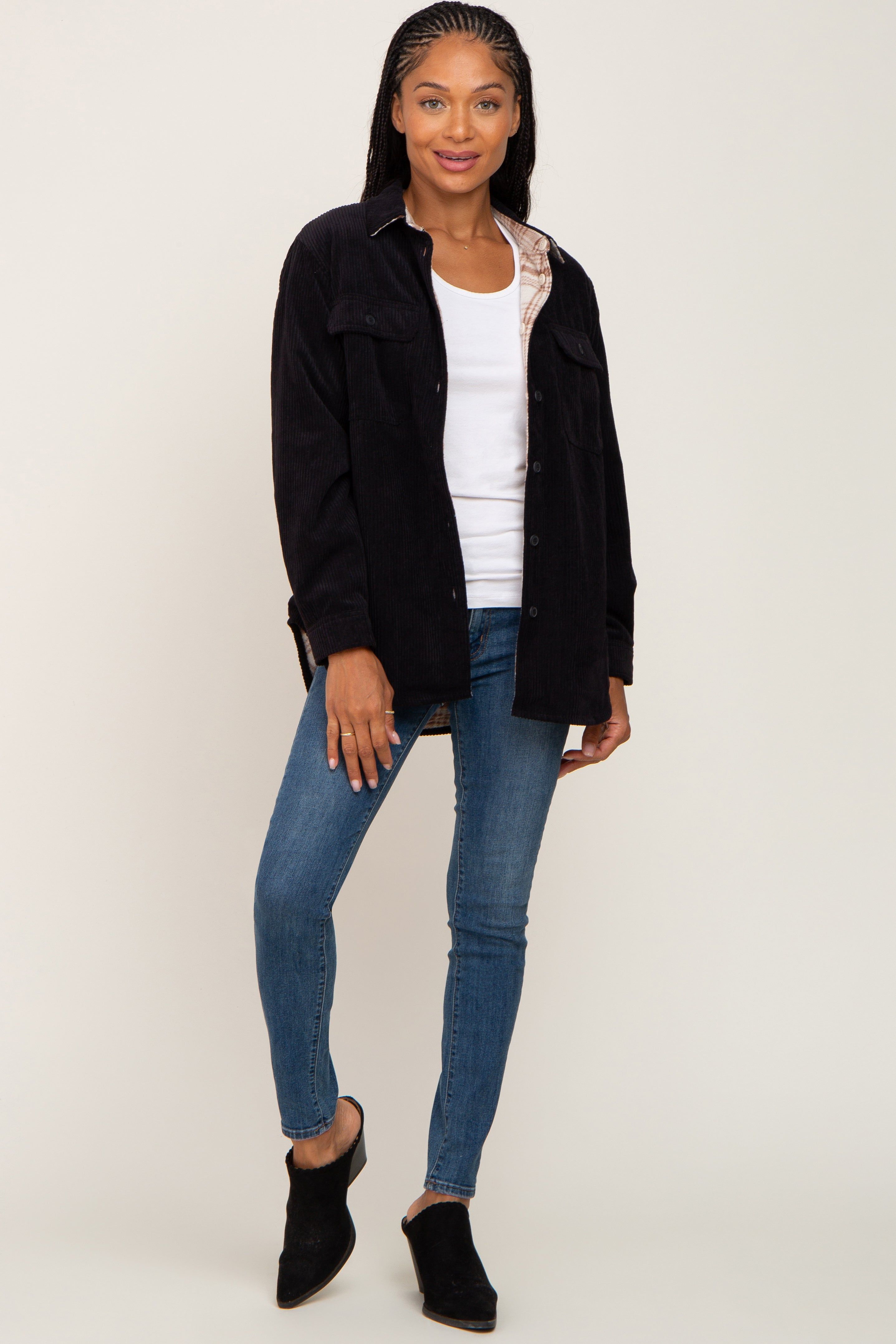 Black Reversible Shirt Jacket sold by Pinkblush product image thumbnail 5