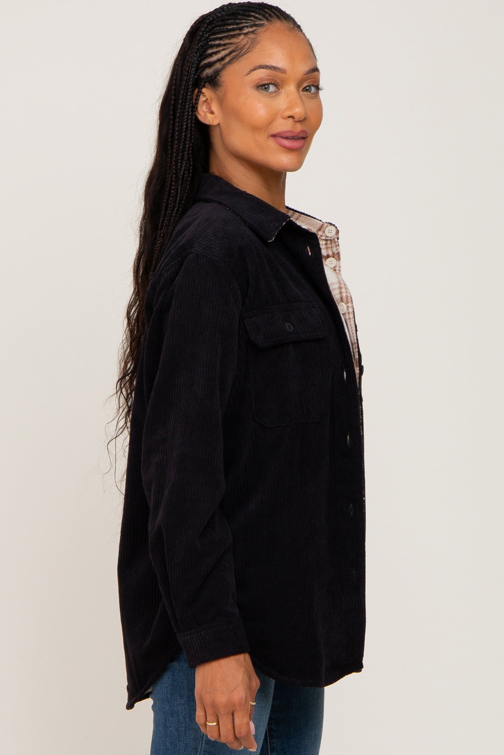 Black Reversible Shirt Jacket sold by Pinkblush product image thumbnail 2