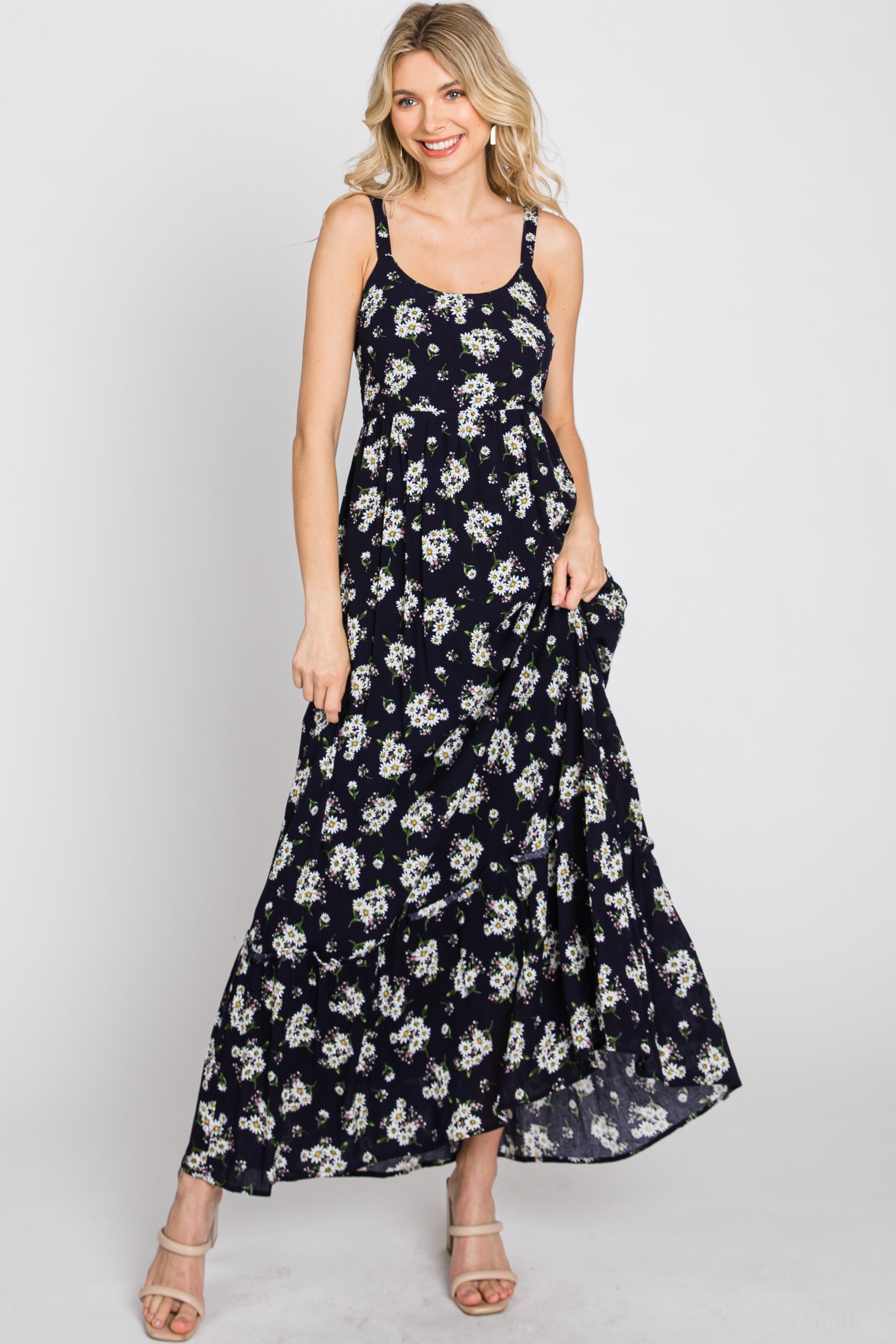 Navy Blue Floral Maxi Dress sold by Pinkblush product image thumbnail 8