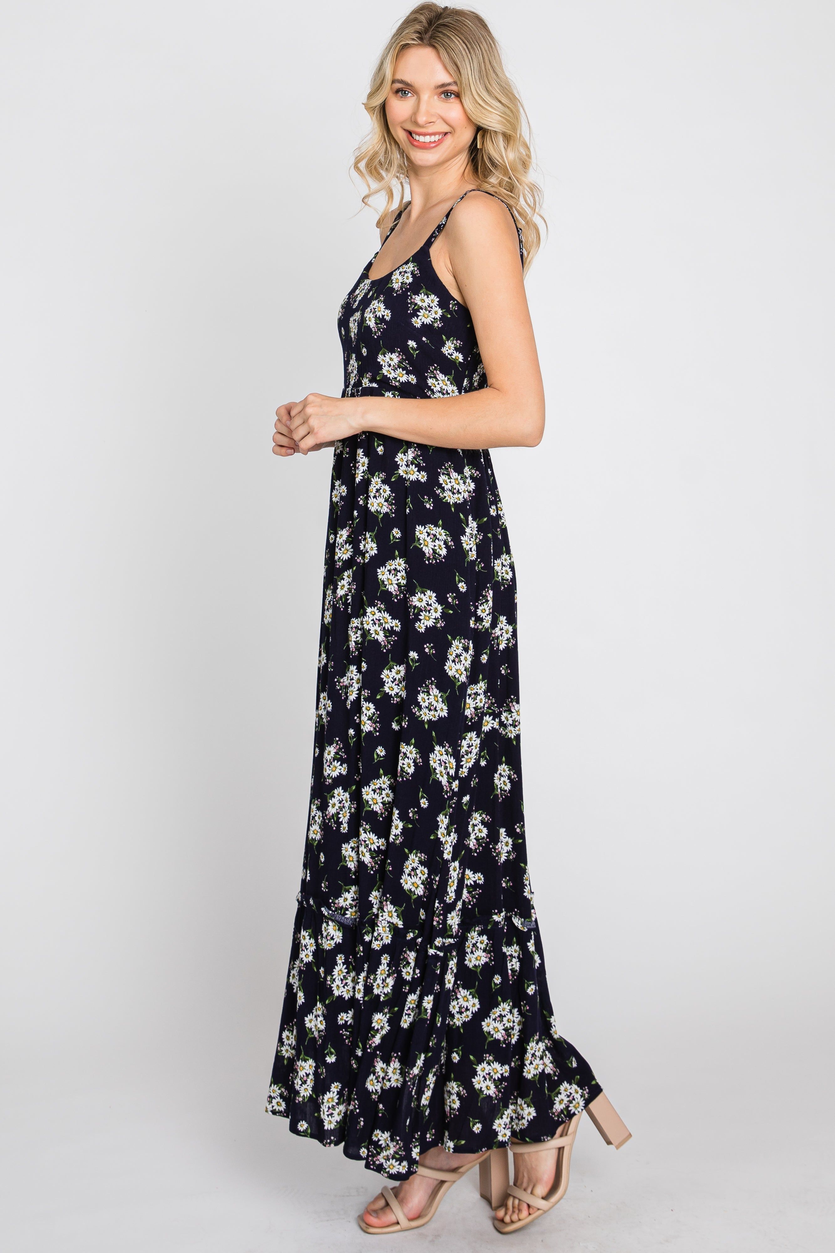 Navy Blue Floral Maxi Dress sold by Pinkblush product image thumbnail 5