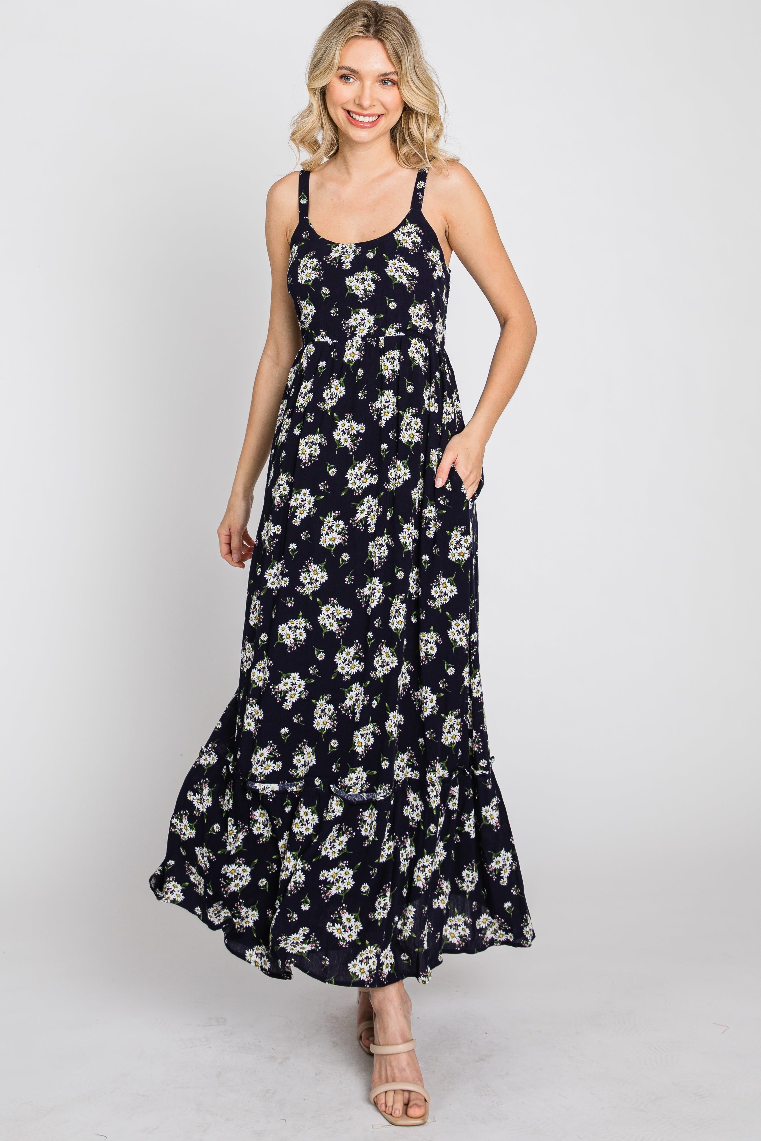 Navy Blue Floral Maxi Dress sold by Pinkblush product image thumbnail 2