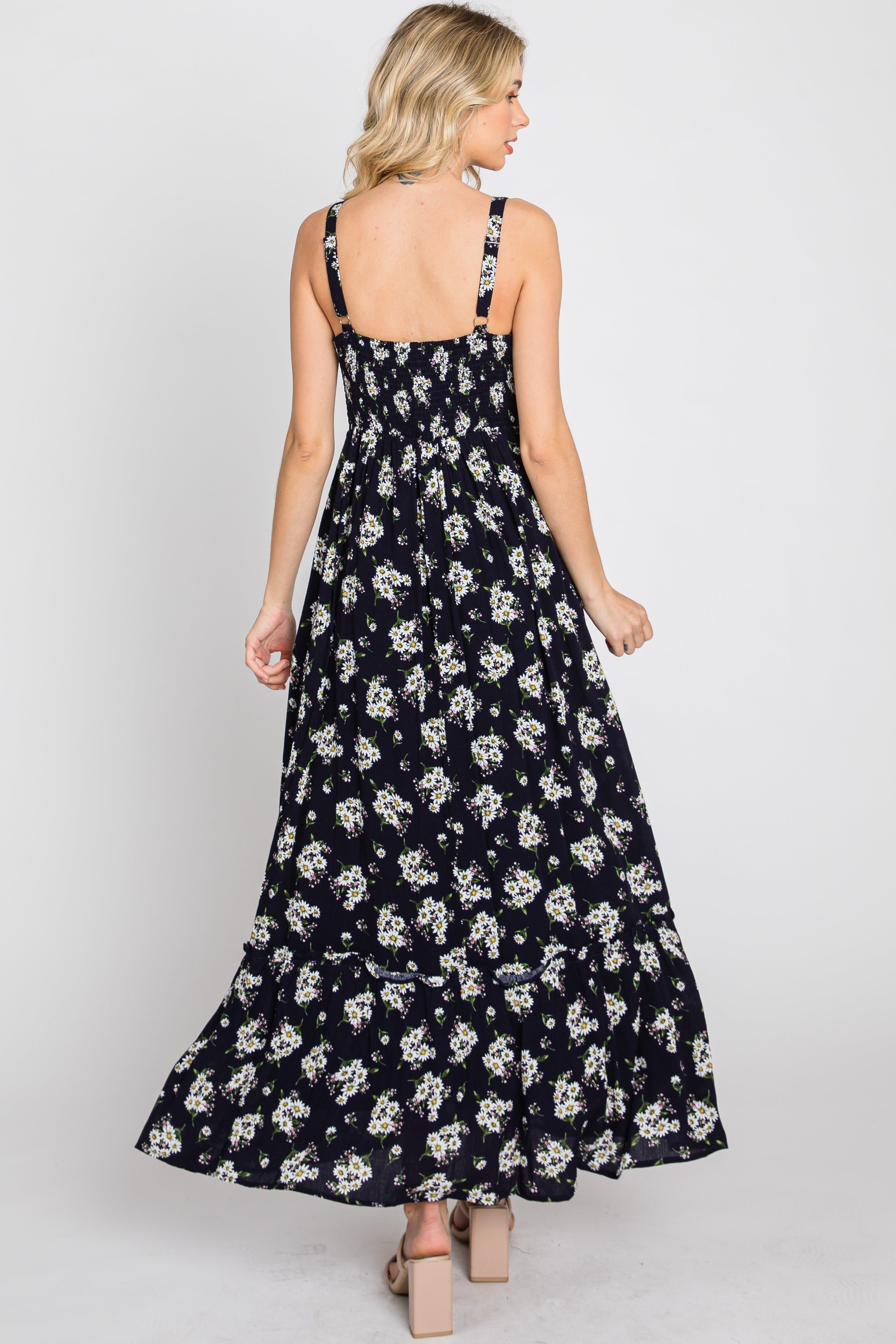Navy Blue Floral Maxi Dress sold by Pinkblush product image thumbnail 6