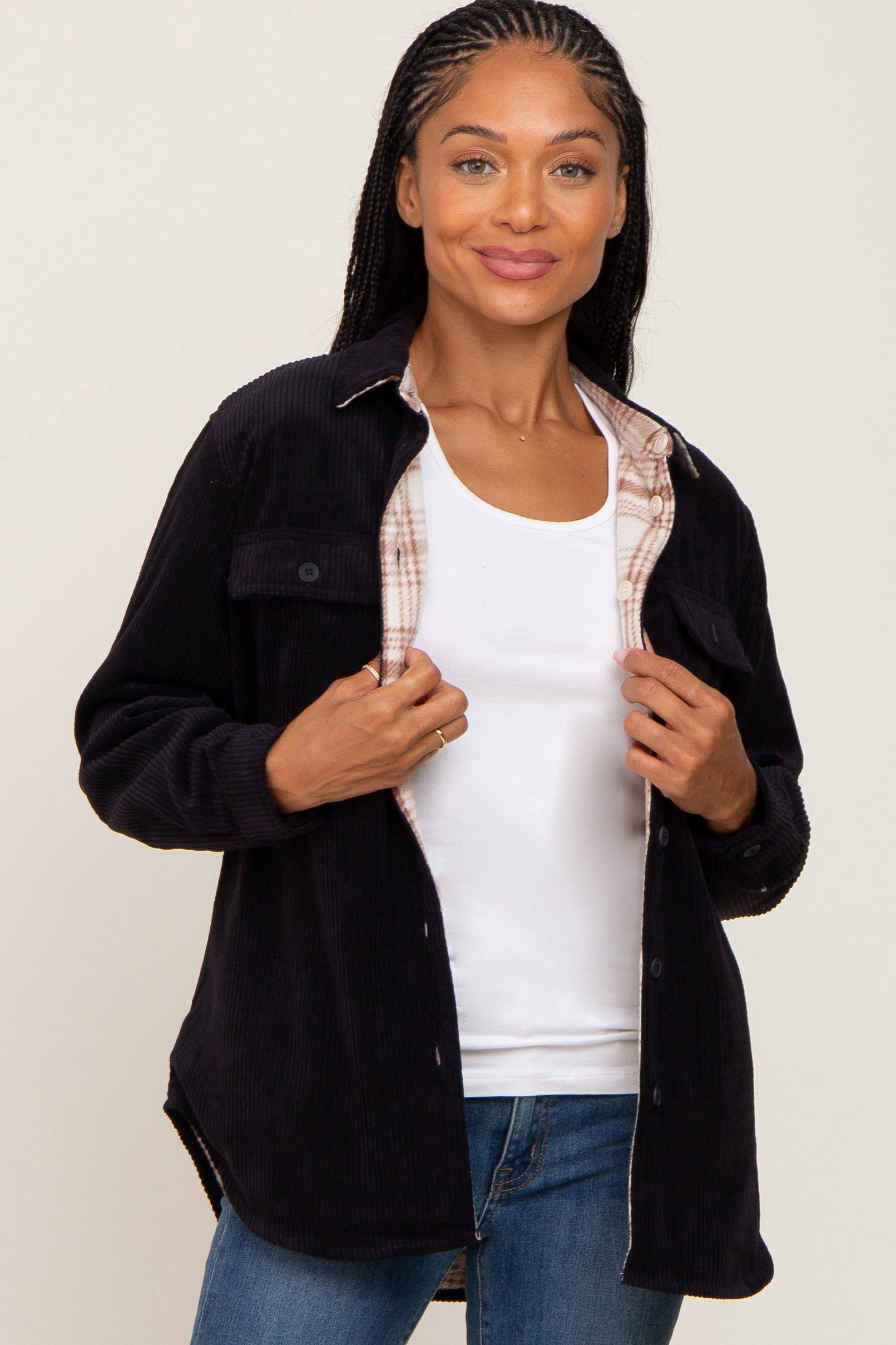 Black Reversible Shirt Jacket sold by Pinkblush