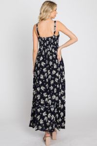 Navy Blue Floral Maxi Dress sold by Pinkblush