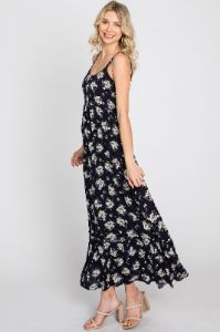 Navy Blue Floral Maxi Dress sold by Pinkblush