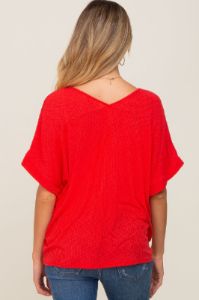 Red Rib Knit V-Neck Maternity Top sold by Pinkblush
