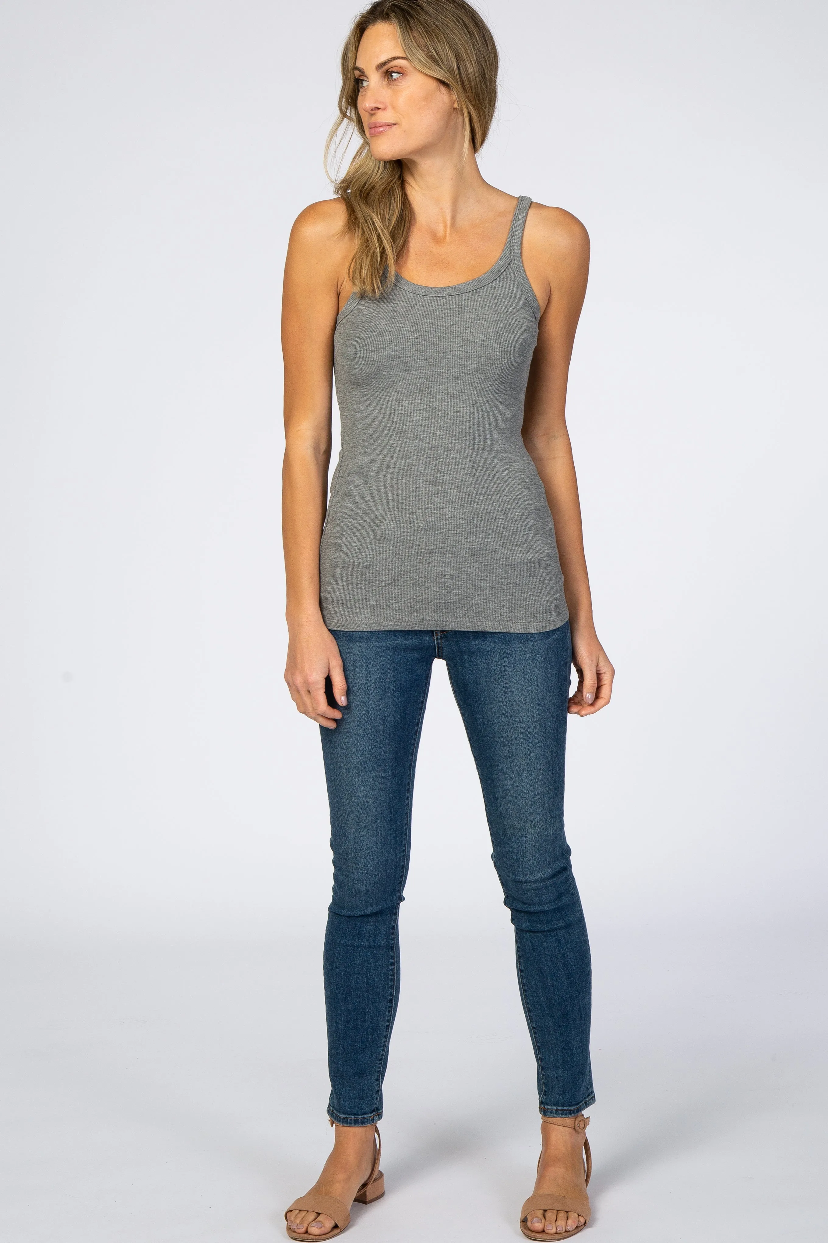 Heather Grey Ribbed Tank Top sold by Pinkblush product image thumbnail 4