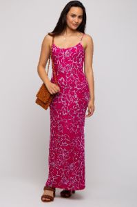 Magenta Floral Maxi Dress sold by Pinkblush