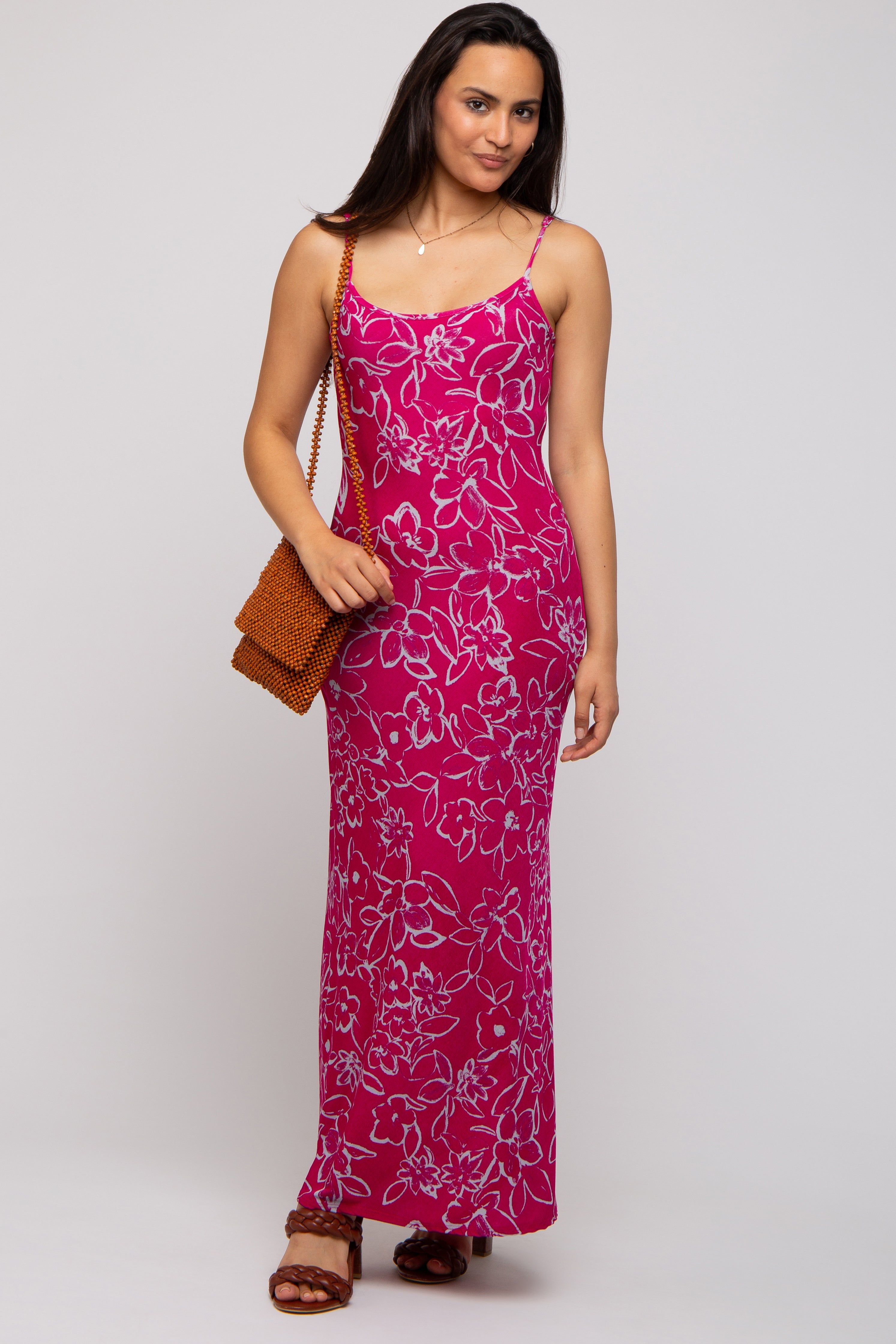 Magenta Floral Maxi Dress sold by Pinkblush product image thumbnail 4