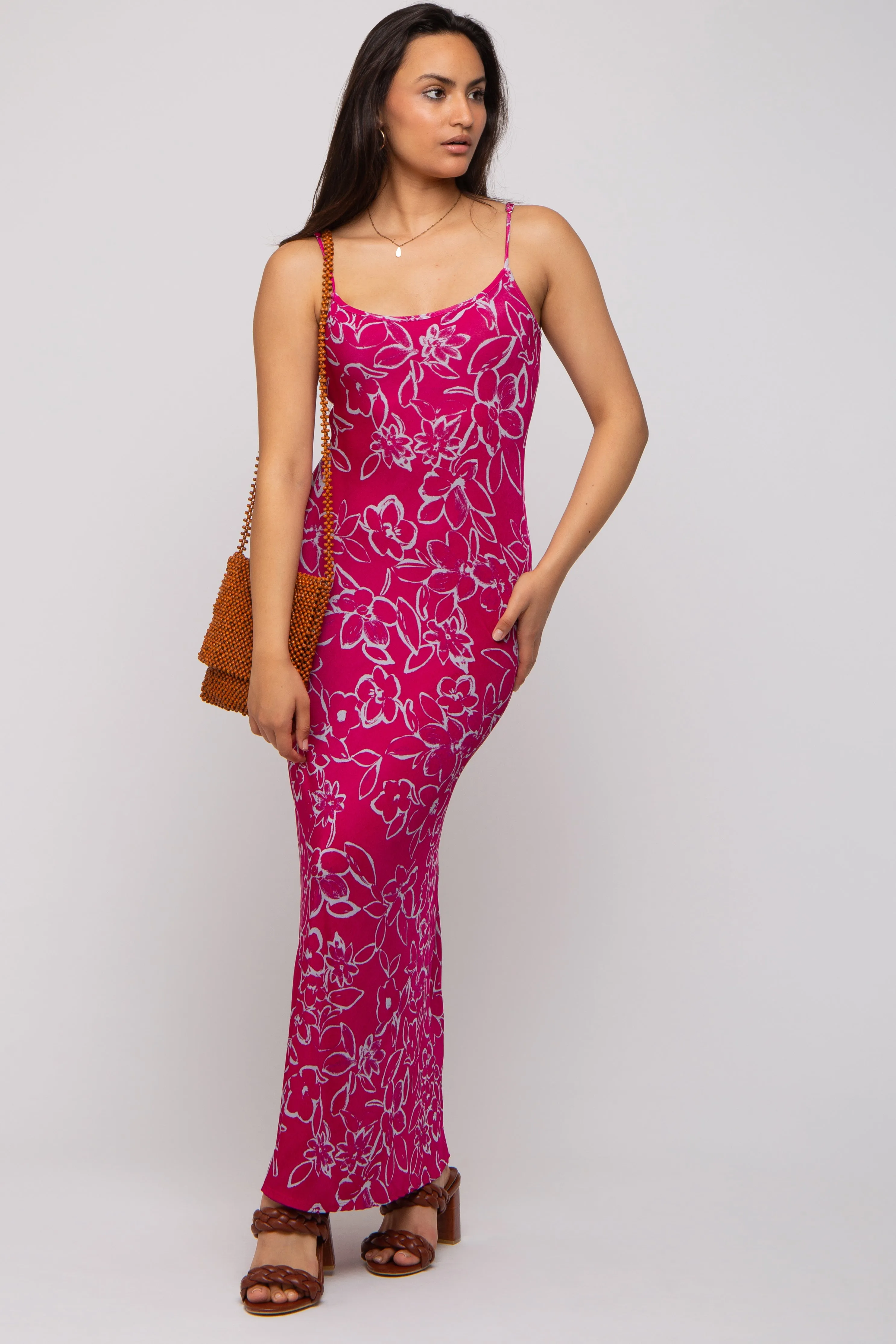 Magenta Floral Maxi Dress sold by Pinkblush product image thumbnail 5