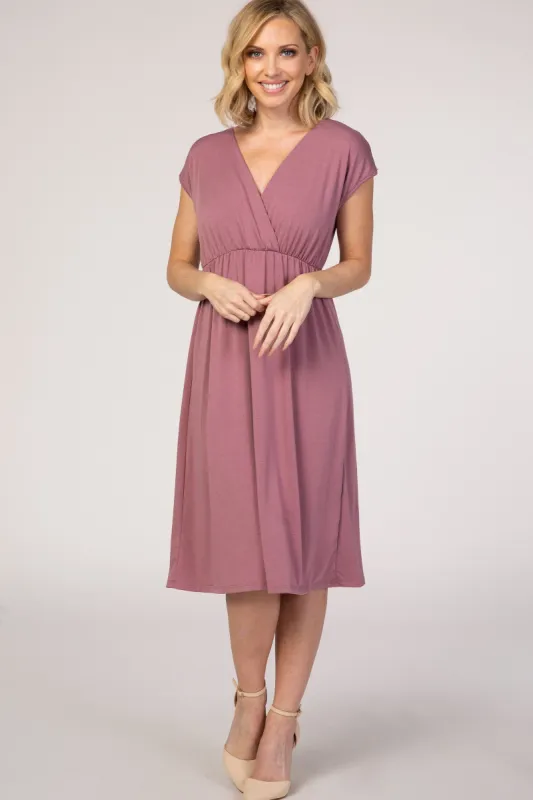 PinkBlush Mauve Draped Nursing Dress sold by Pinkblush