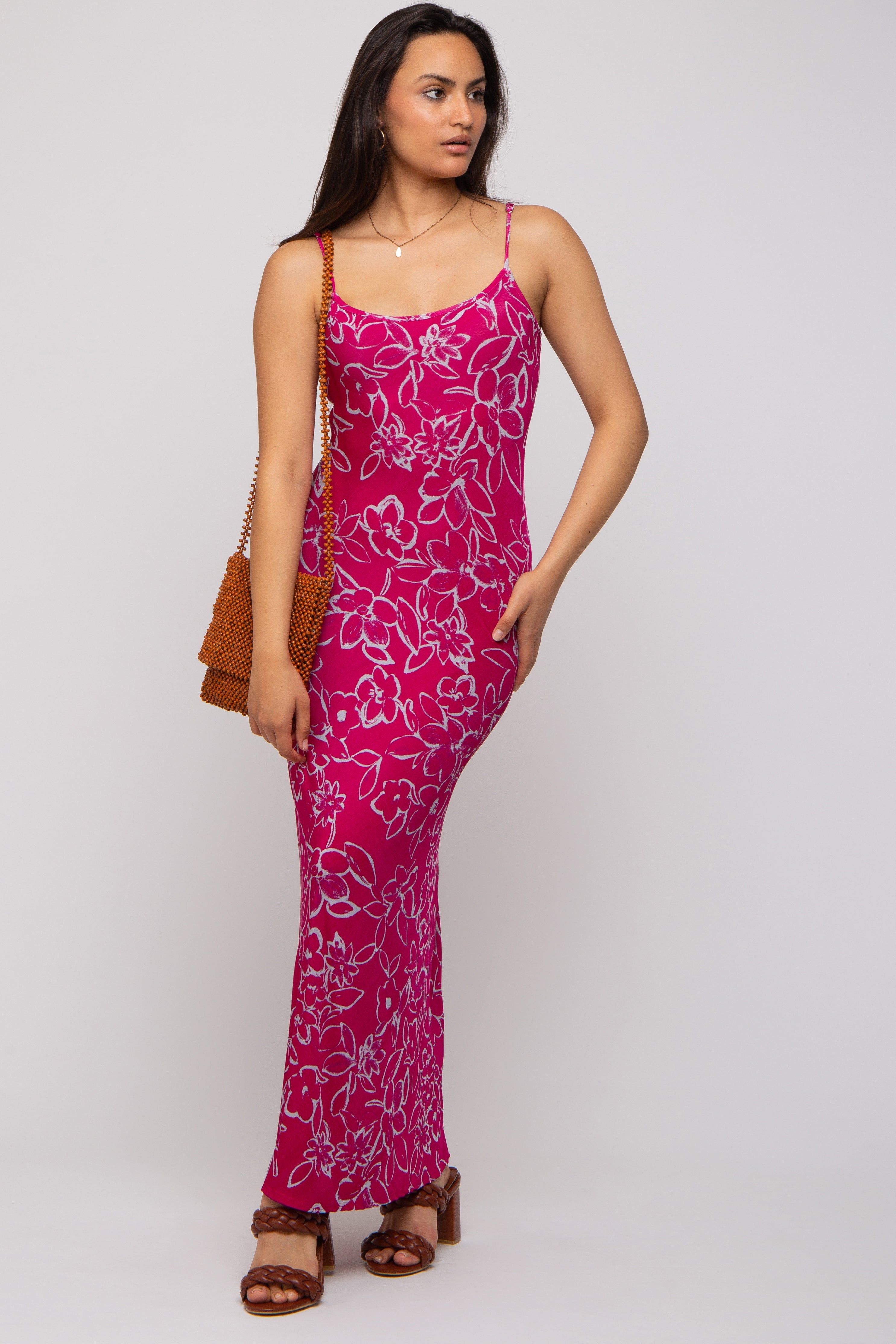 Magenta Floral Maxi Dress sold by Pinkblush product image thumbnail 5