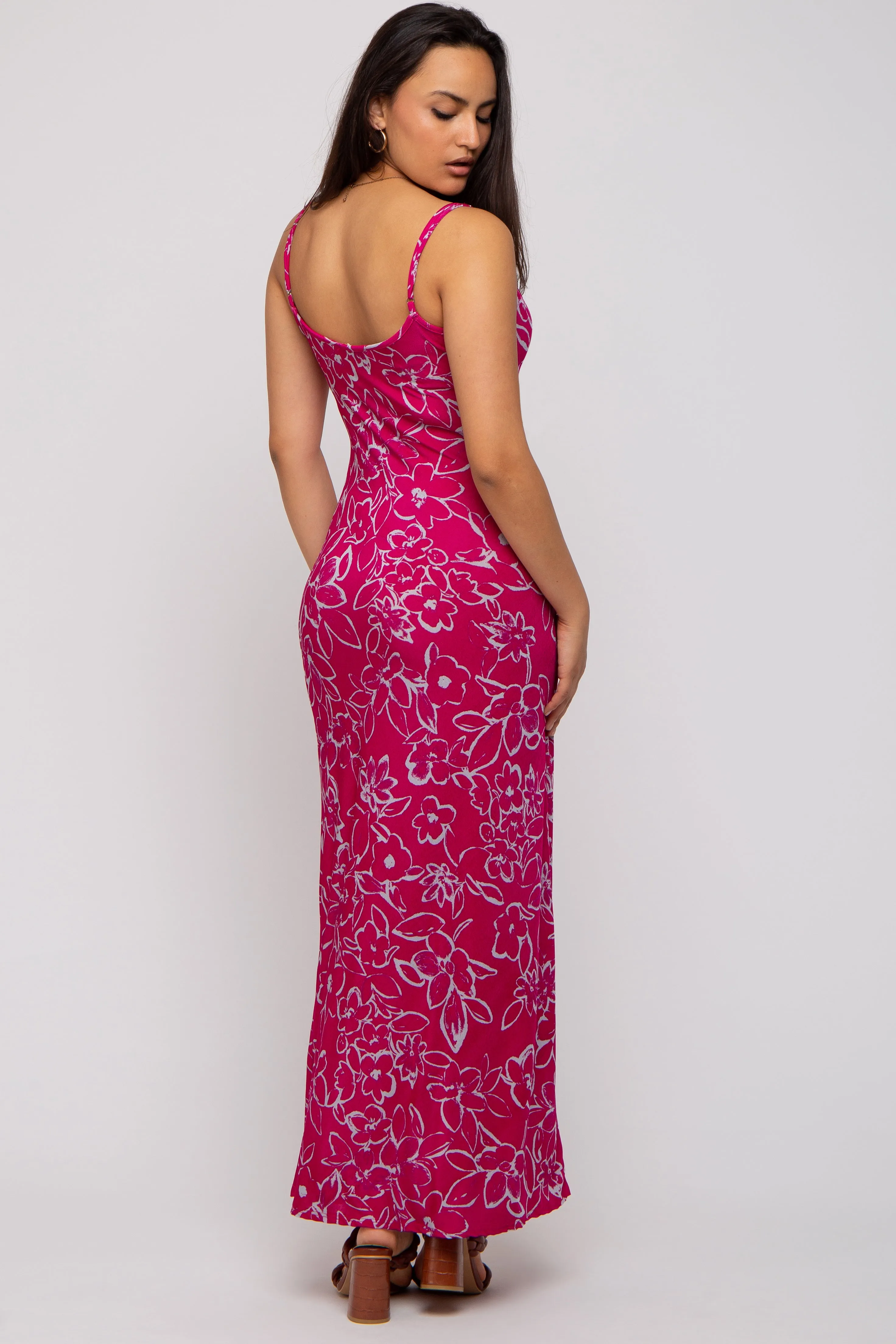 Magenta Floral Maxi Dress sold by Pinkblush product image thumbnail 3