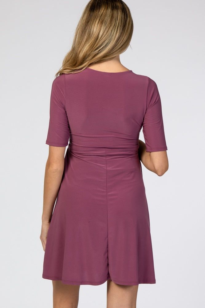 Purple Waist Tie Maternity Nursing Dress sold by Pinkblush product image thumbnail 3