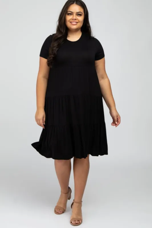 Black Tiered Plus Dress sold by Pinkblush