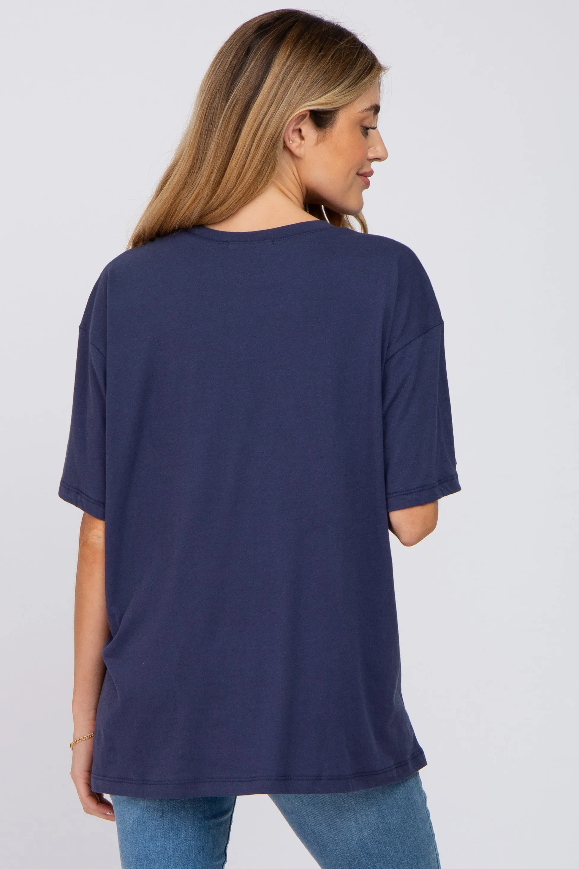 Navy Basic Oversized Maternity Tee sold by Pinkblush product image thumbnail 3