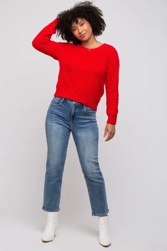 Red Fuzzy Soft Knit Sweater sold by Pinkblush