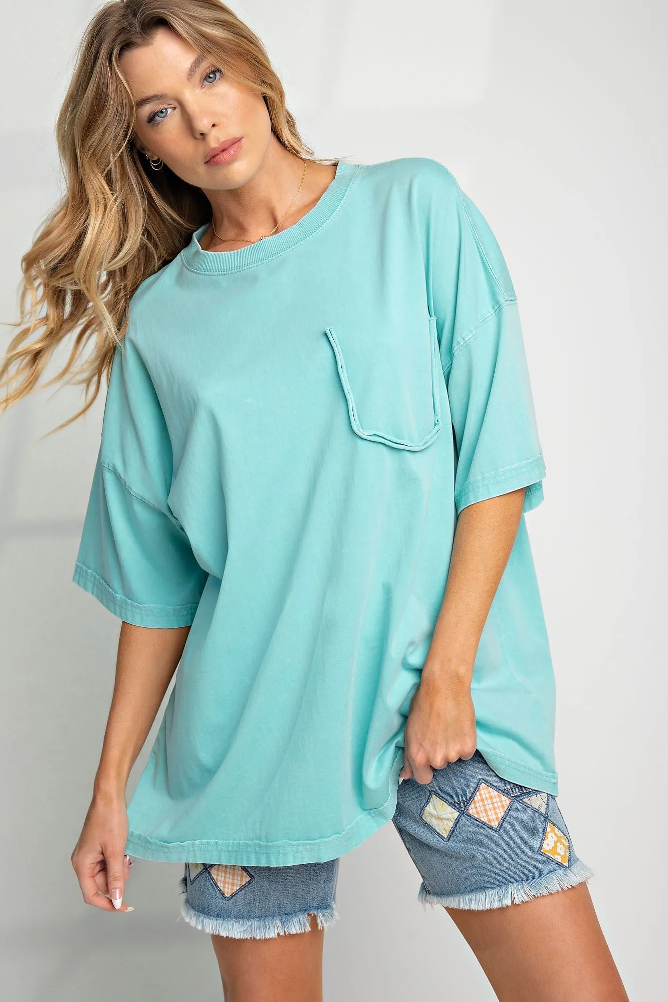 Aqua Faded Wash Maternity Short Sleeve Top sold by Pinkblush product image thumbnail 5