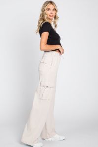Cream Pocketed Lounge Pants sold by Pinkblush