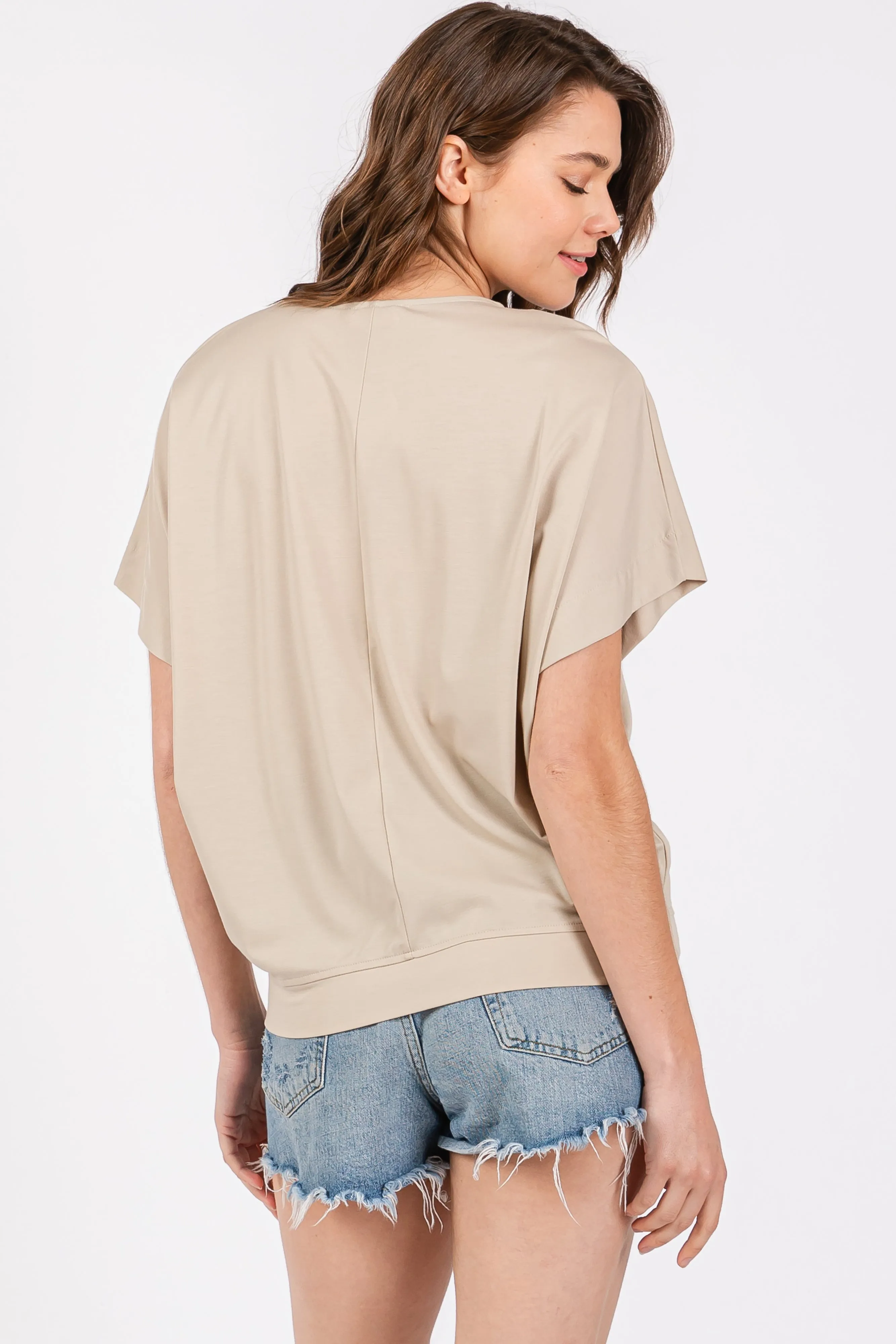 Beige Round Neck Dolman Sleeve Top sold by Pinkblush product image thumbnail 3