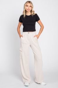 Cream Pocketed Lounge Pants sold by Pinkblush