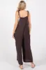 Brown Linen Shoulder Tie Jumpsuit sold by Pinkblush