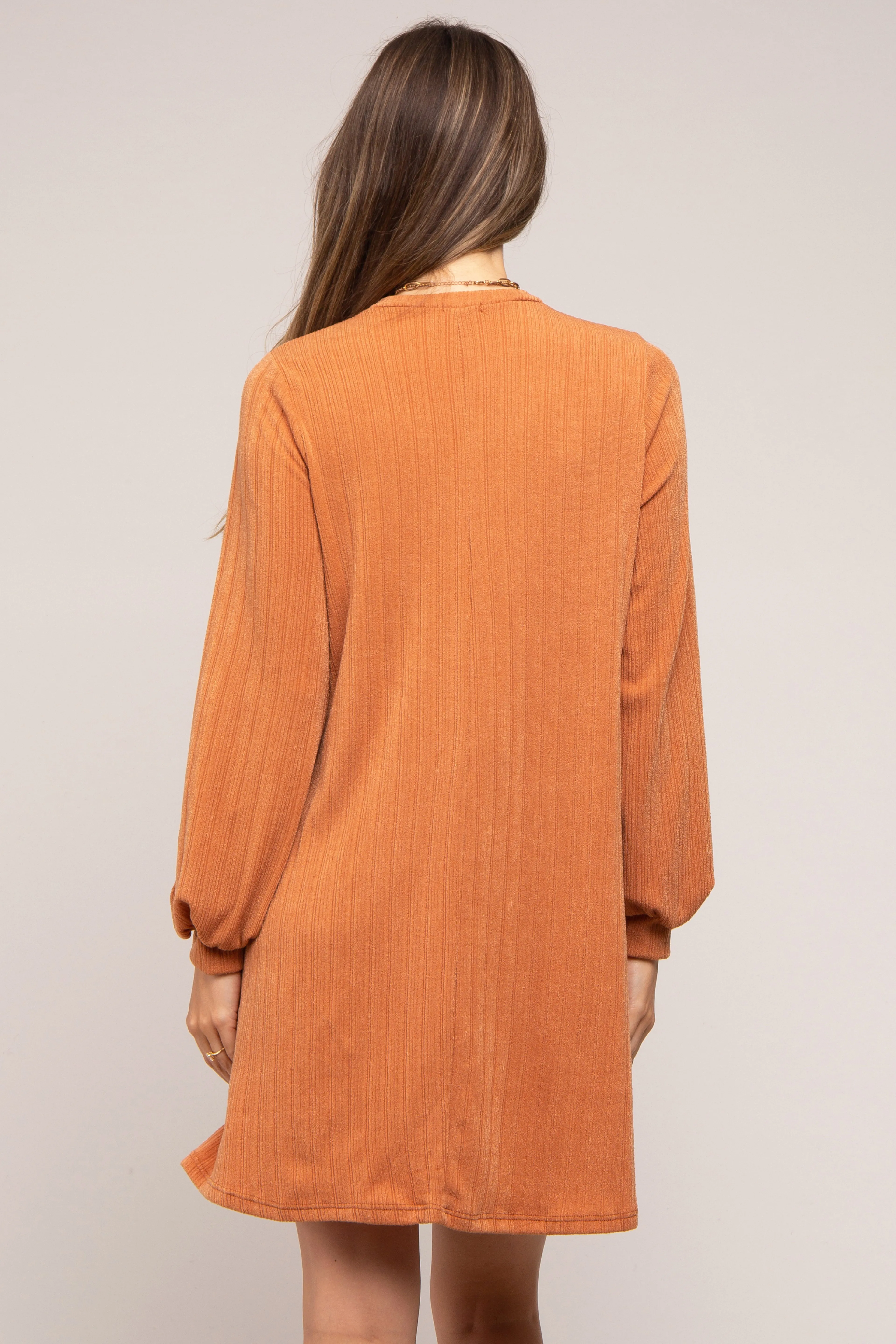 Camel Mock Neck Long Sleeve Maternity Dress sold by Pinkblush product image thumbnail 4