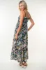Black Floral Smocked Button Accent Maxi Dress sold by Pinkblush