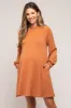 Camel Mock Neck Long Sleeve Maternity Dress sold by Pinkblush