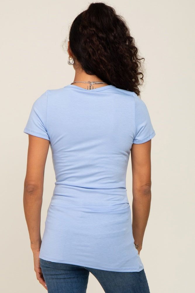 Light Blue Side Ruched Short Sleeve Top sold by Pinkblush product image thumbnail 3