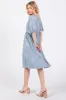 Blue Textured Floral Square Neck Puff Sleeve Dress sold by Pinkblush
