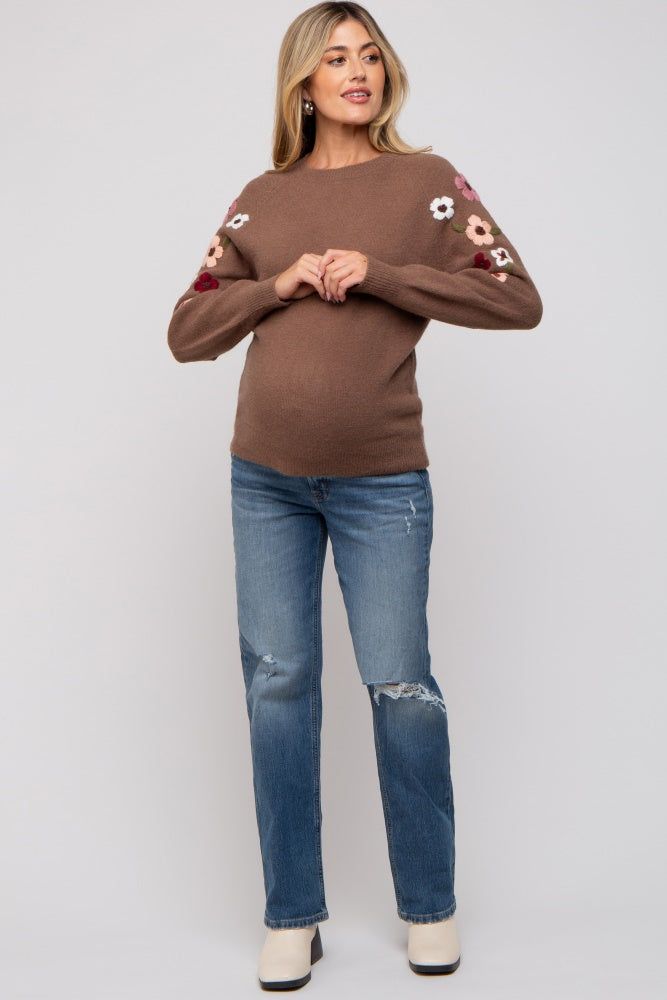 Mocha Knit Floral Maternity Sweater sold by Pinkblush product image thumbnail 5