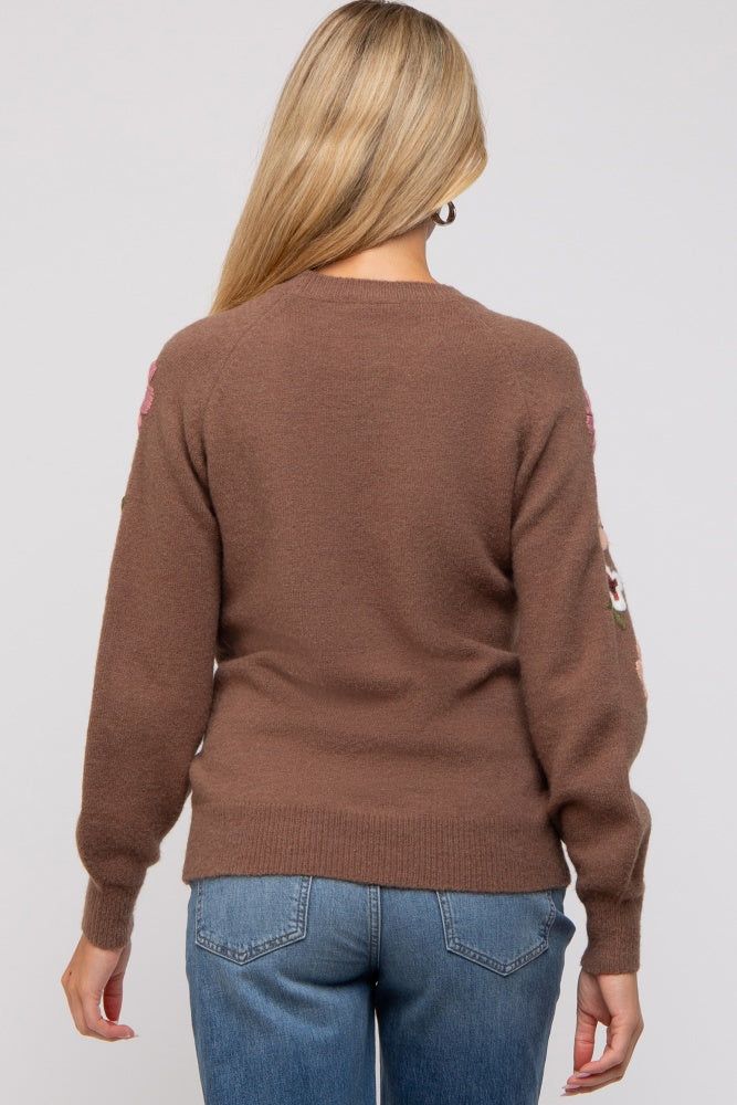 Mocha Knit Floral Maternity Sweater sold by Pinkblush product image thumbnail 3