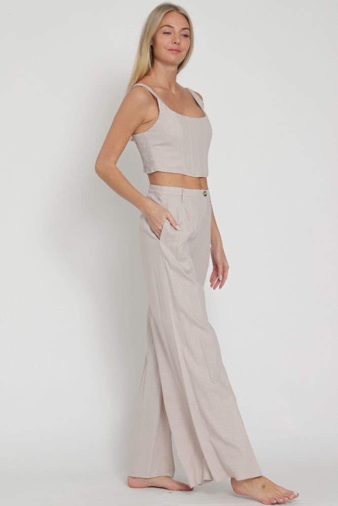 Sand Grey Sleeveless Corset Top & Pants Set sold by Pinkblush product image thumbnail 2