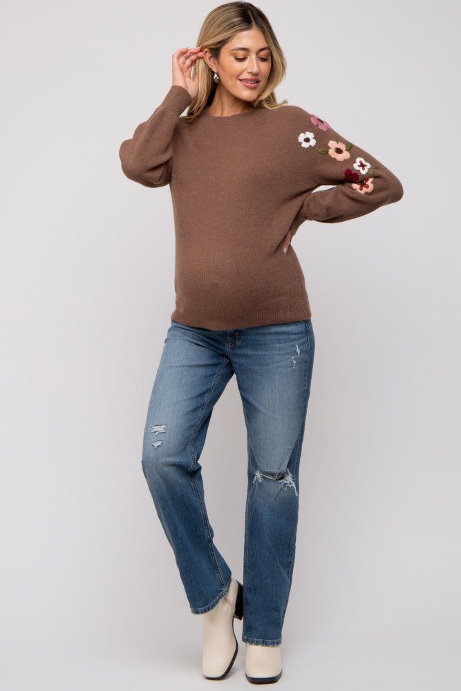 Mocha Knit Floral Maternity Sweater sold by Pinkblush product image thumbnail 4