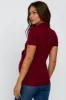 Burgundy Solid Short Sleeve Wrap Front Maternity/Nursing Top sold by Pinkblush