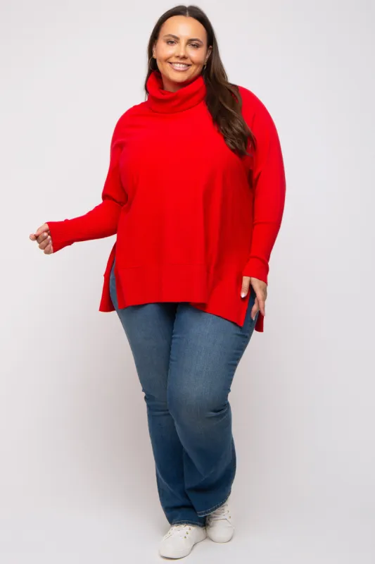 Red Cowl Neck Dolman Sleeve Plus Sweater sold by Pinkblush