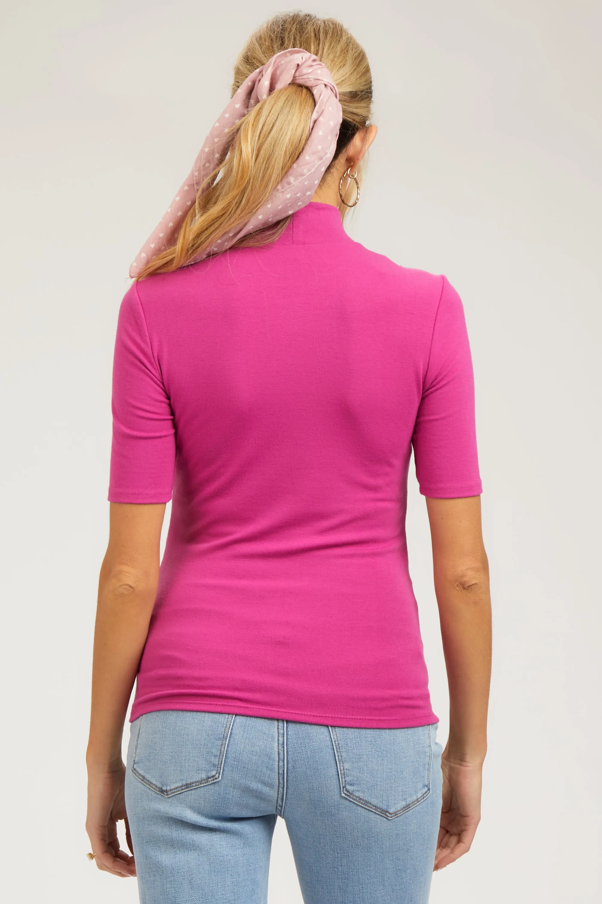 Fuchsia Short Sleeve Turtleneck Maternity Top sold by Pinkblush product image thumbnail 3