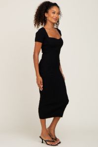 Black Ribbed Midi Dress sold by Pinkblush