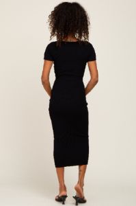Black Ribbed Midi Dress sold by Pinkblush