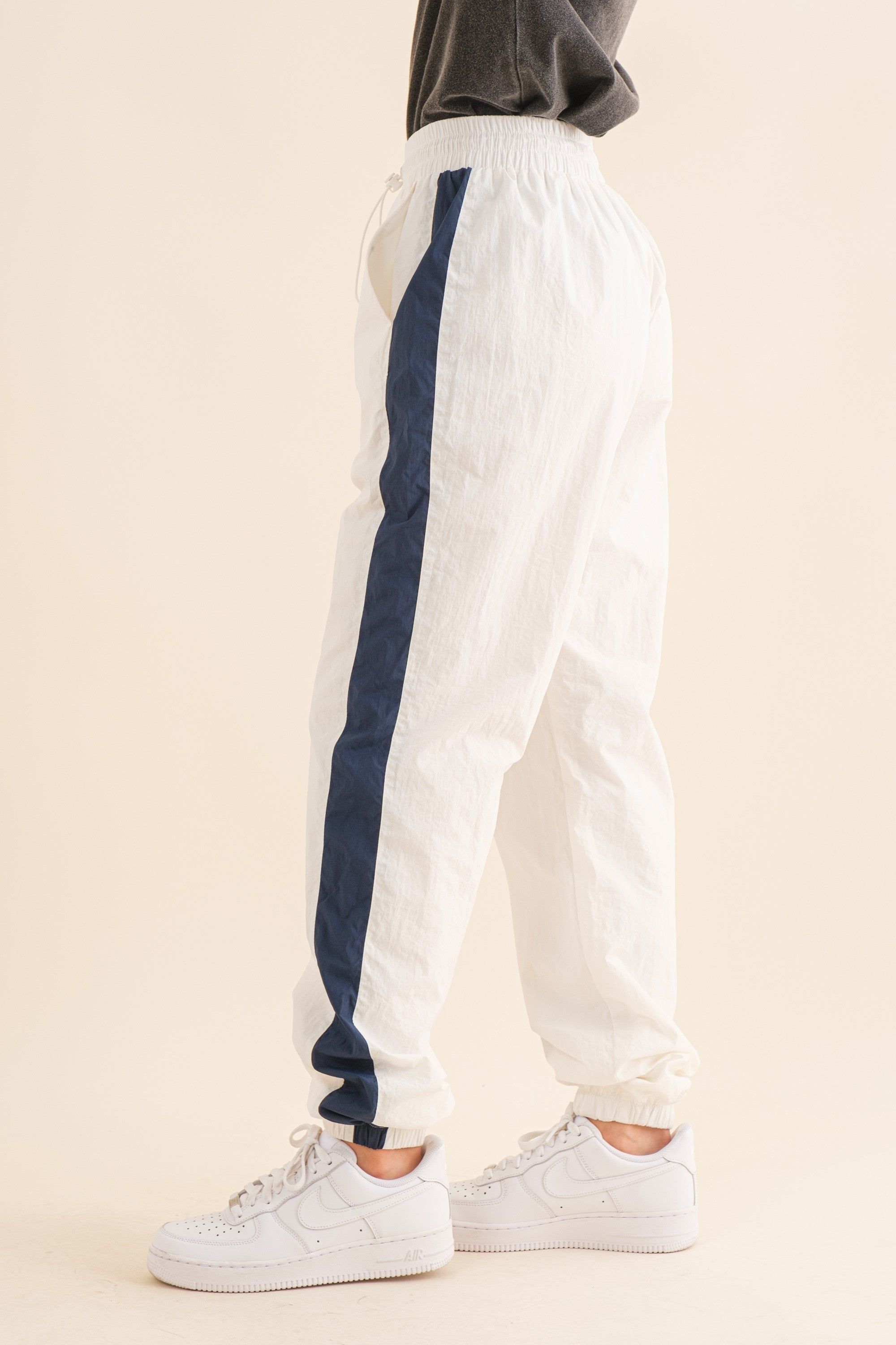 White Navy Color Block Joggers sold by Pinkblush product image thumbnail 4