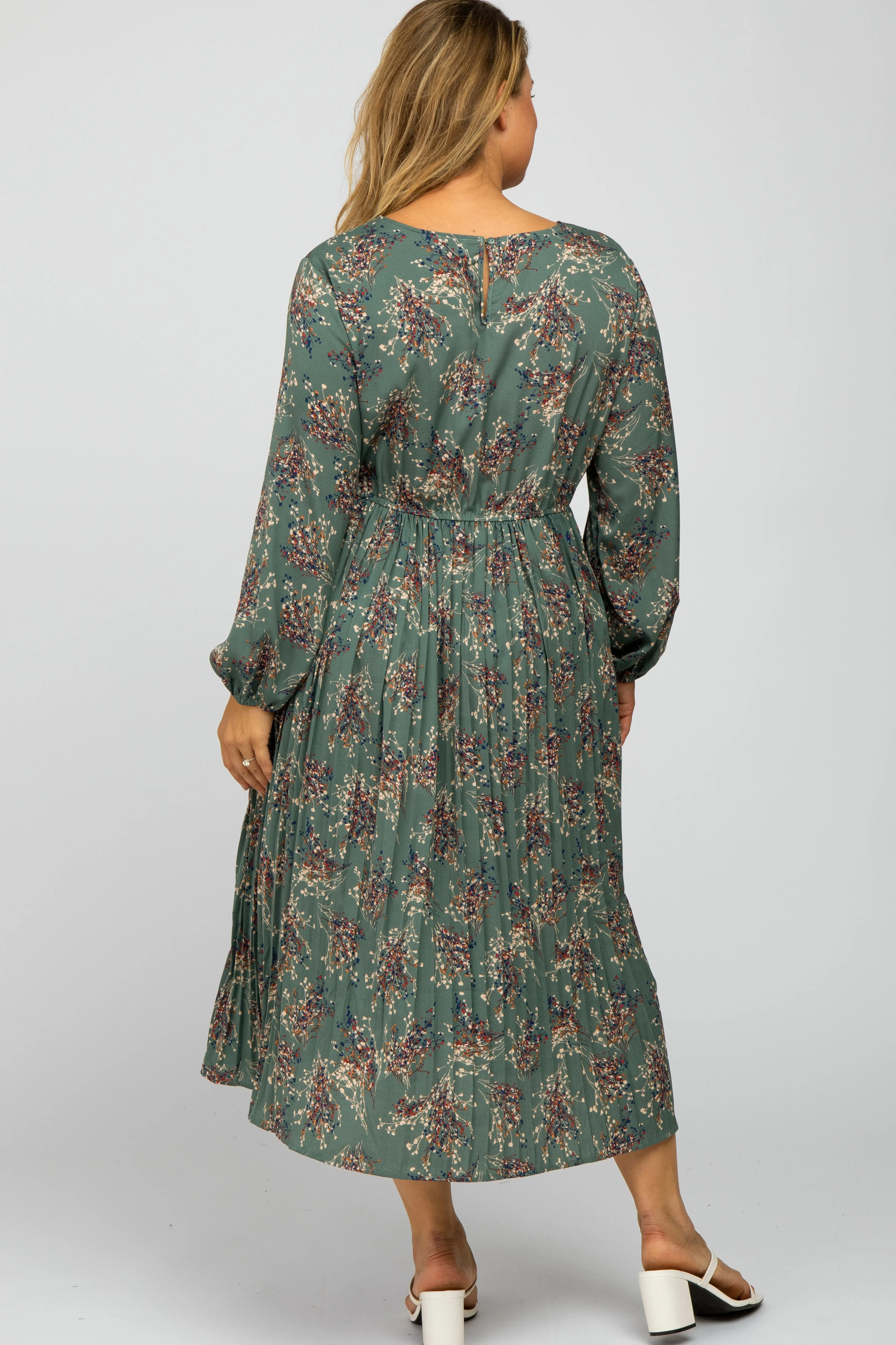 Jade Floral Pleated Plus Maternity Midi Dress sold by Pinkblush product image thumbnail 4